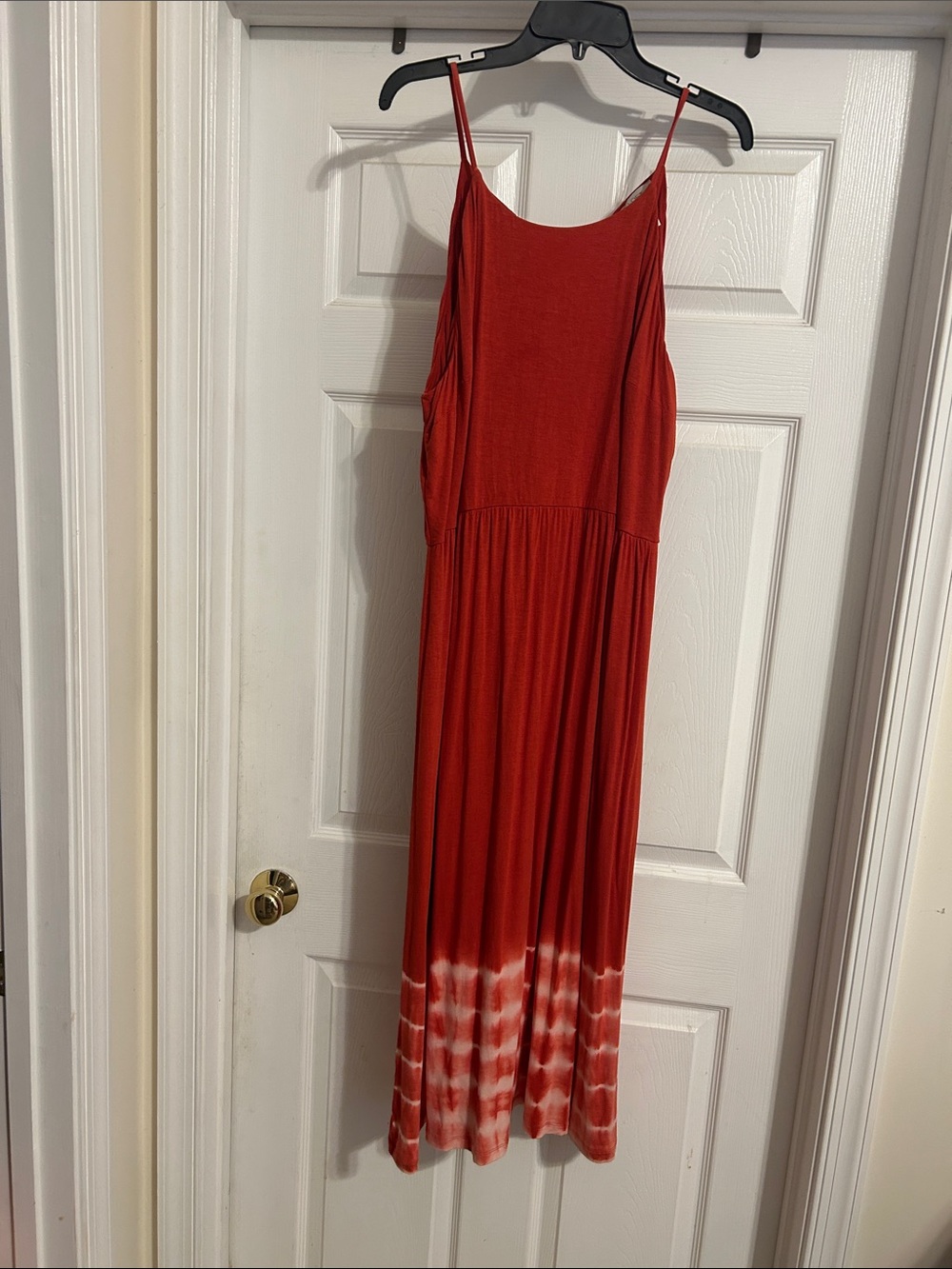 Loft Red Tie-Dye Hem Maxi Dress